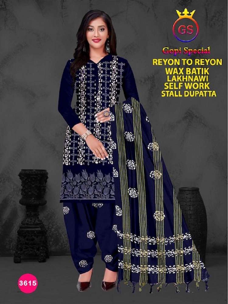 GS Rayon Wax Batic Lakhnavi Work -Dress Material -Wholesale Catalog