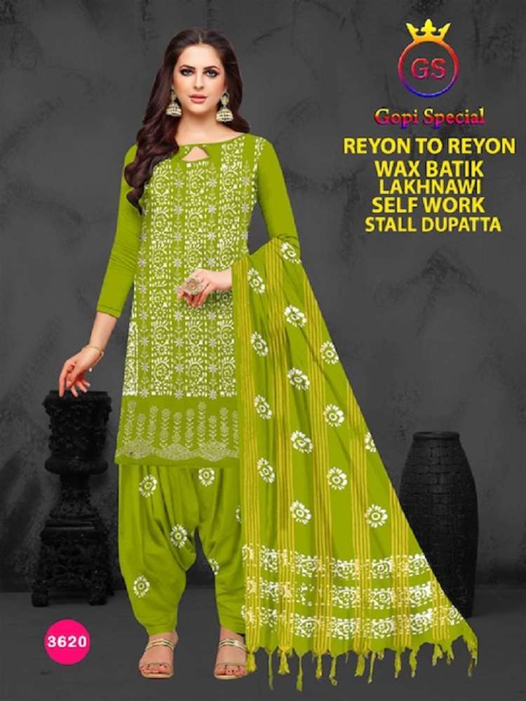 GS Rayon Wax Batic Lakhnavi Work -Dress Material -Wholesale Catalog