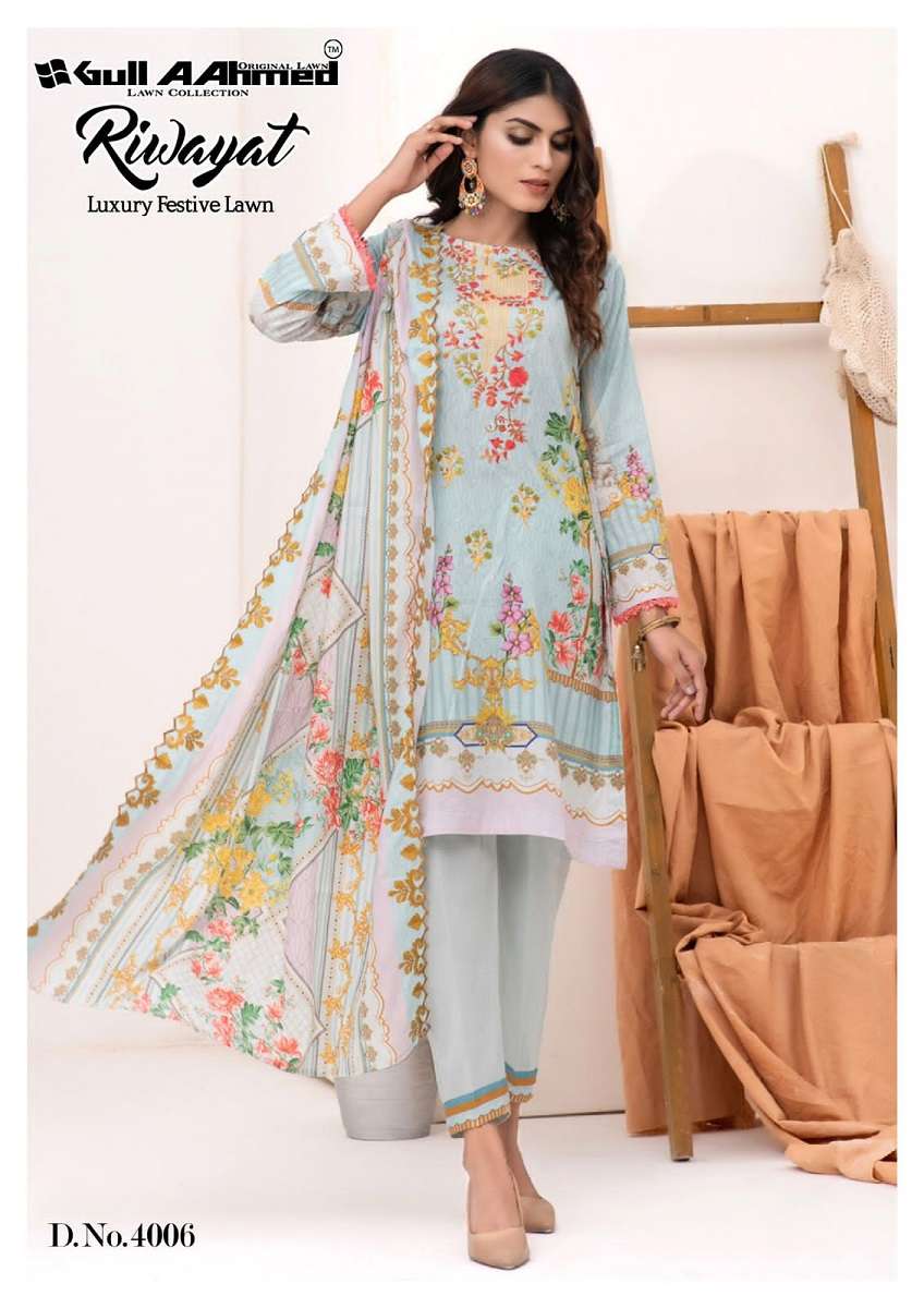 Gull A Ahmed Riwayat Vol 4 Lawn Cotton Dress Material Wholesale catalog