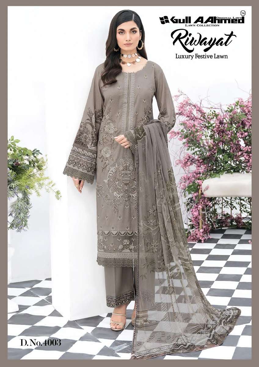 Gull A Ahmed Riwayat Vol 4 Lawn Cotton Dress Material Wholesale catalog