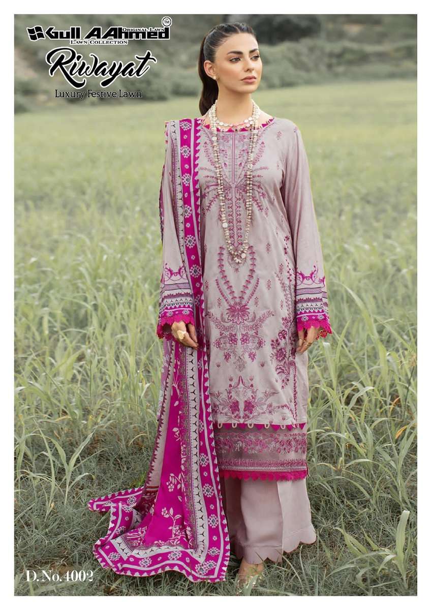 Gull A Ahmed Riwayat Vol 4 Lawn Cotton Dress Material Wholesale catalog