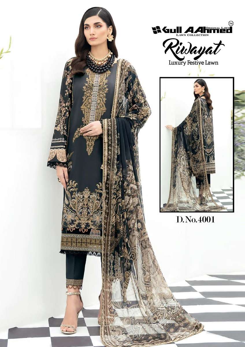 Gull A Ahmed Riwayat Vol 4 Lawn Cotton Dress Material Wholesale catalog