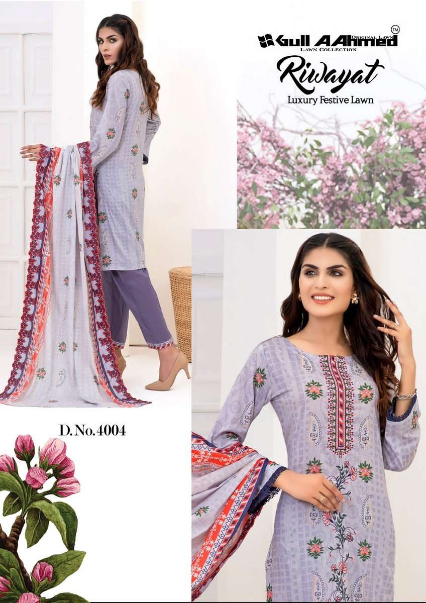 Gull A Ahmed Riwayat Vol 4 Lawn Cotton Dress Material Wholesale catalog