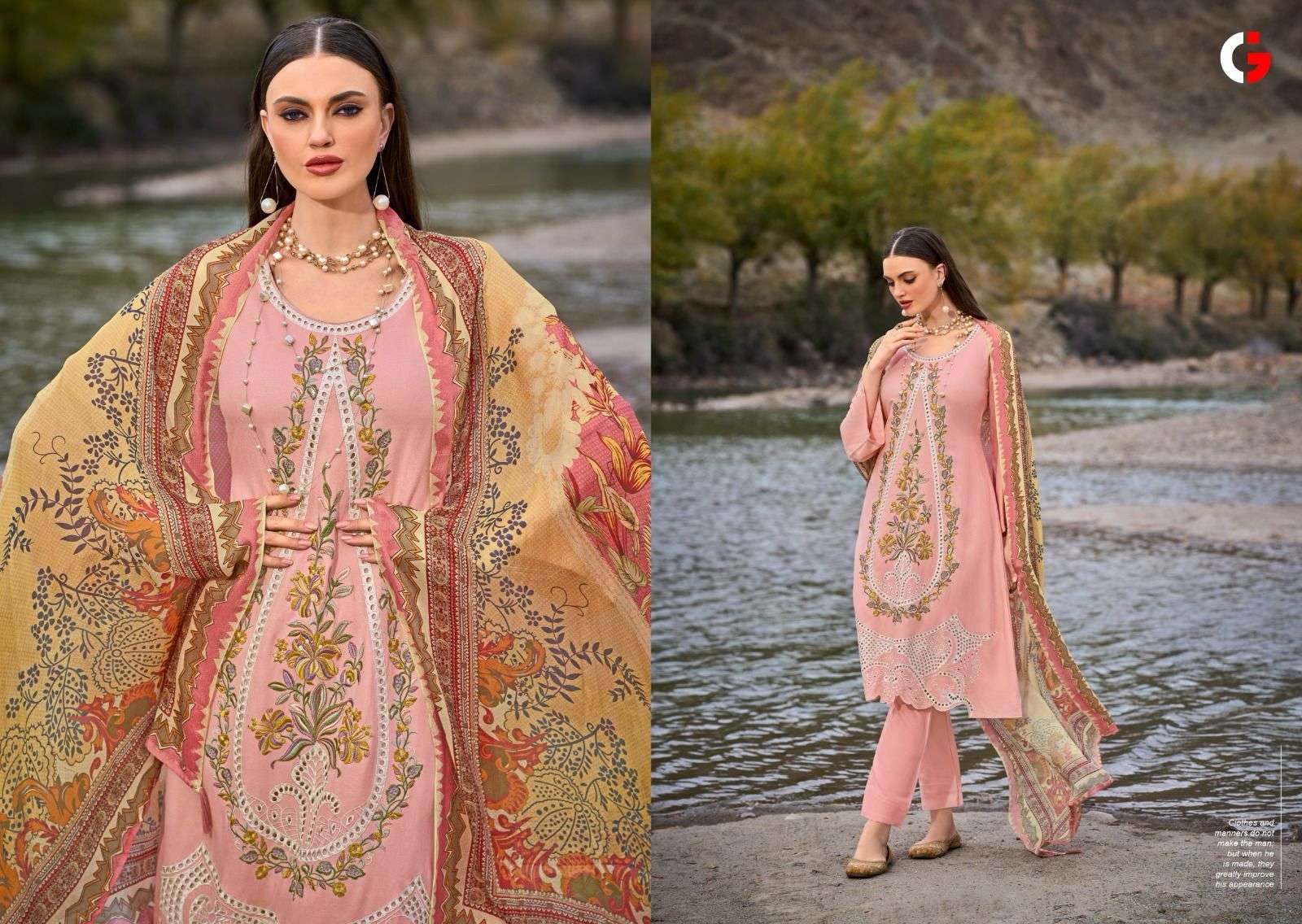 Gull Jee Mehtaab Viscose Pashmina Dress Material Wholesale catalog