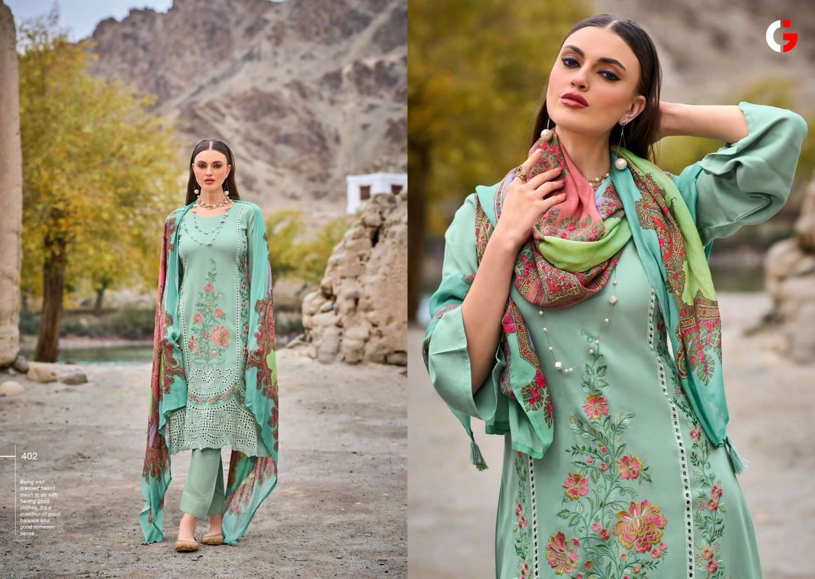 Gull Jee Mehtaab Viscose Pashmina Dress Material Wholesale catalog