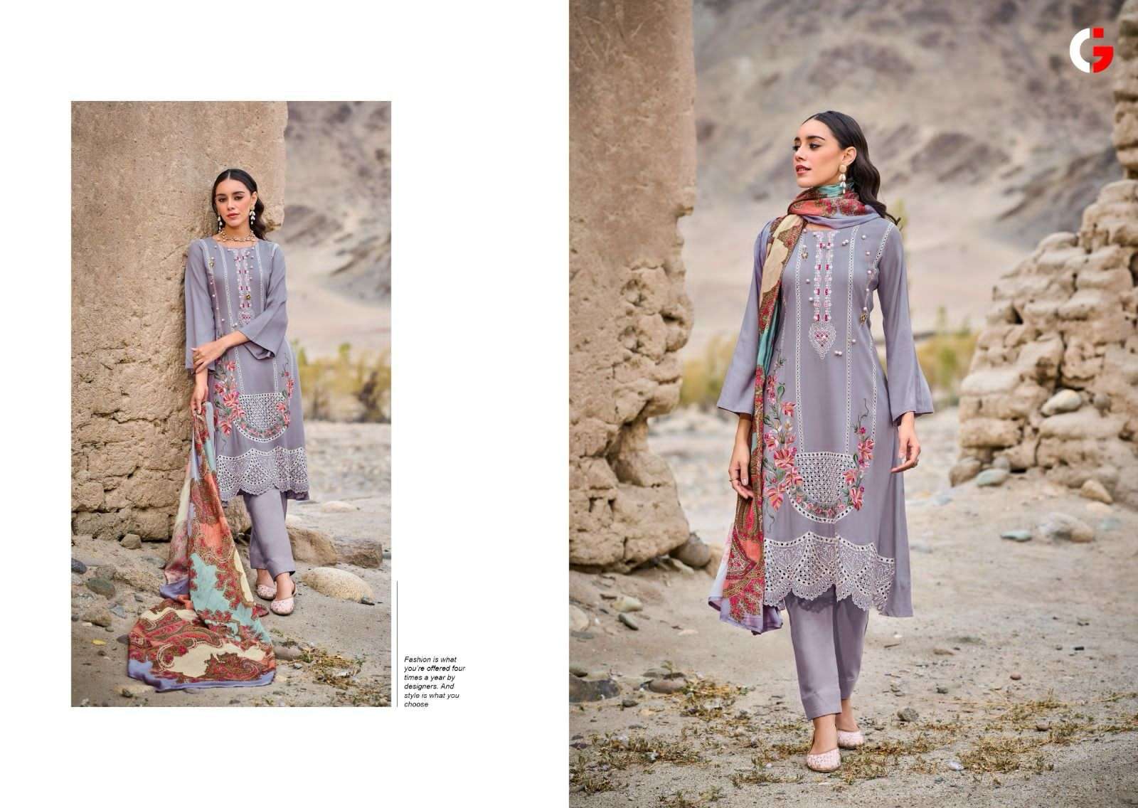 Gull Jee Mehtaab Viscose Pashmina Dress Material Wholesale catalog