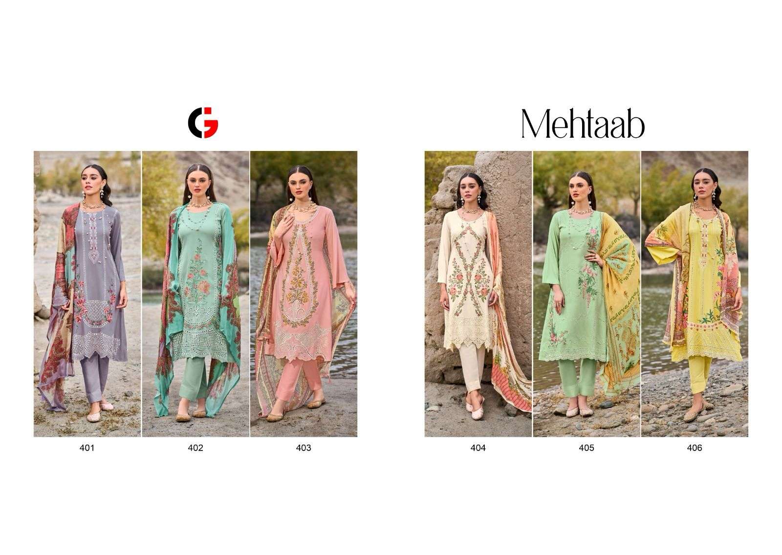 Gull Jee Mehtaab Viscose Pashmina Dress Material Wholesale catalog