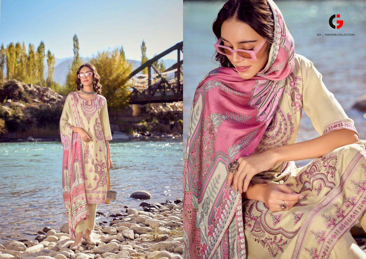 Gull Jee Rezam Heavy Embroidery Pashmina Dress Material Wholesale catalog