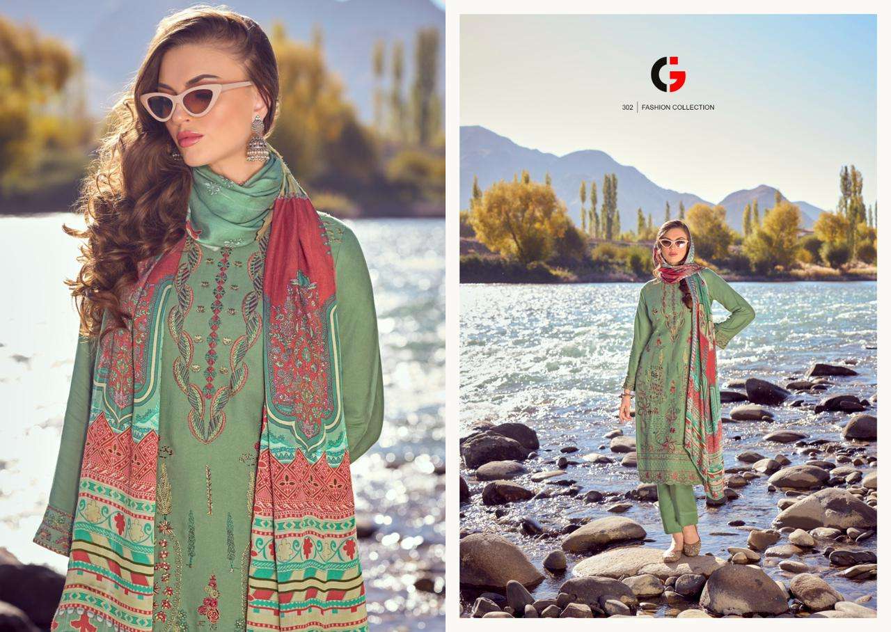 Gull Jee Rezam Heavy Embroidery Pashmina Dress Material Wholesale catalog