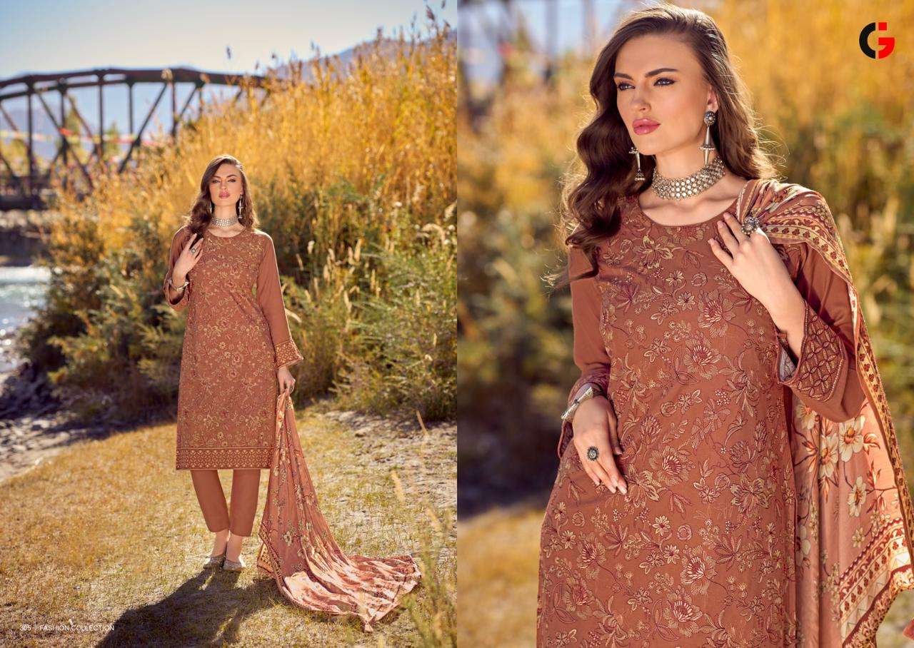 Gull Jee Rezam Heavy Embroidery Pashmina Dress Material Wholesale catalog