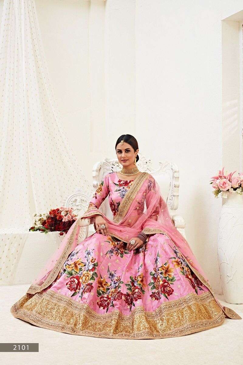  HIRANYAM VOL 1 – 2101 FLOWER LEHENGA CHOLI Wholesale catalog