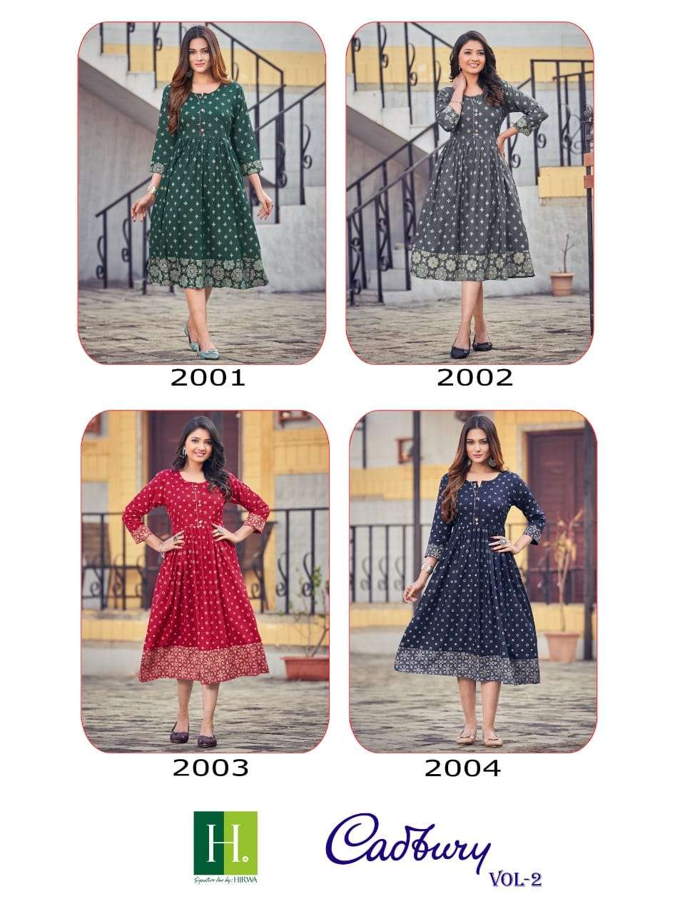 HIRWA CADBURY vol-2 cut Kurti Wholesale catalog