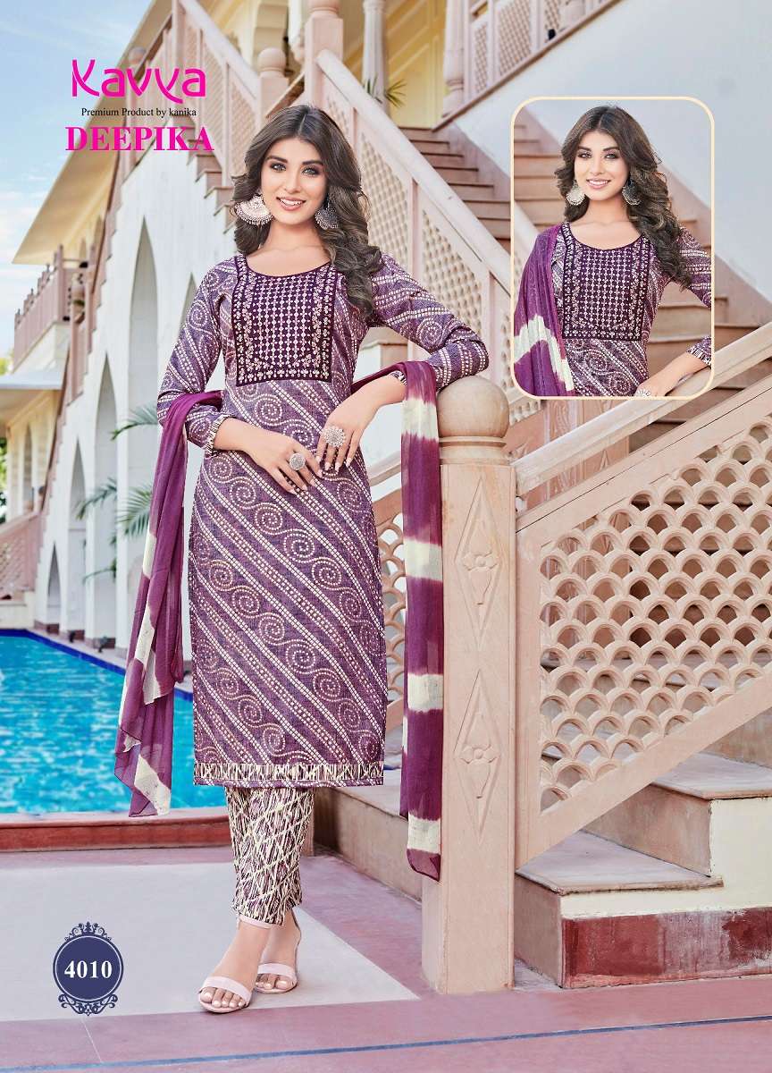 Kavya Deepika Vol-4 -Kurti Pant With Dupatta -Wholesale Catalog