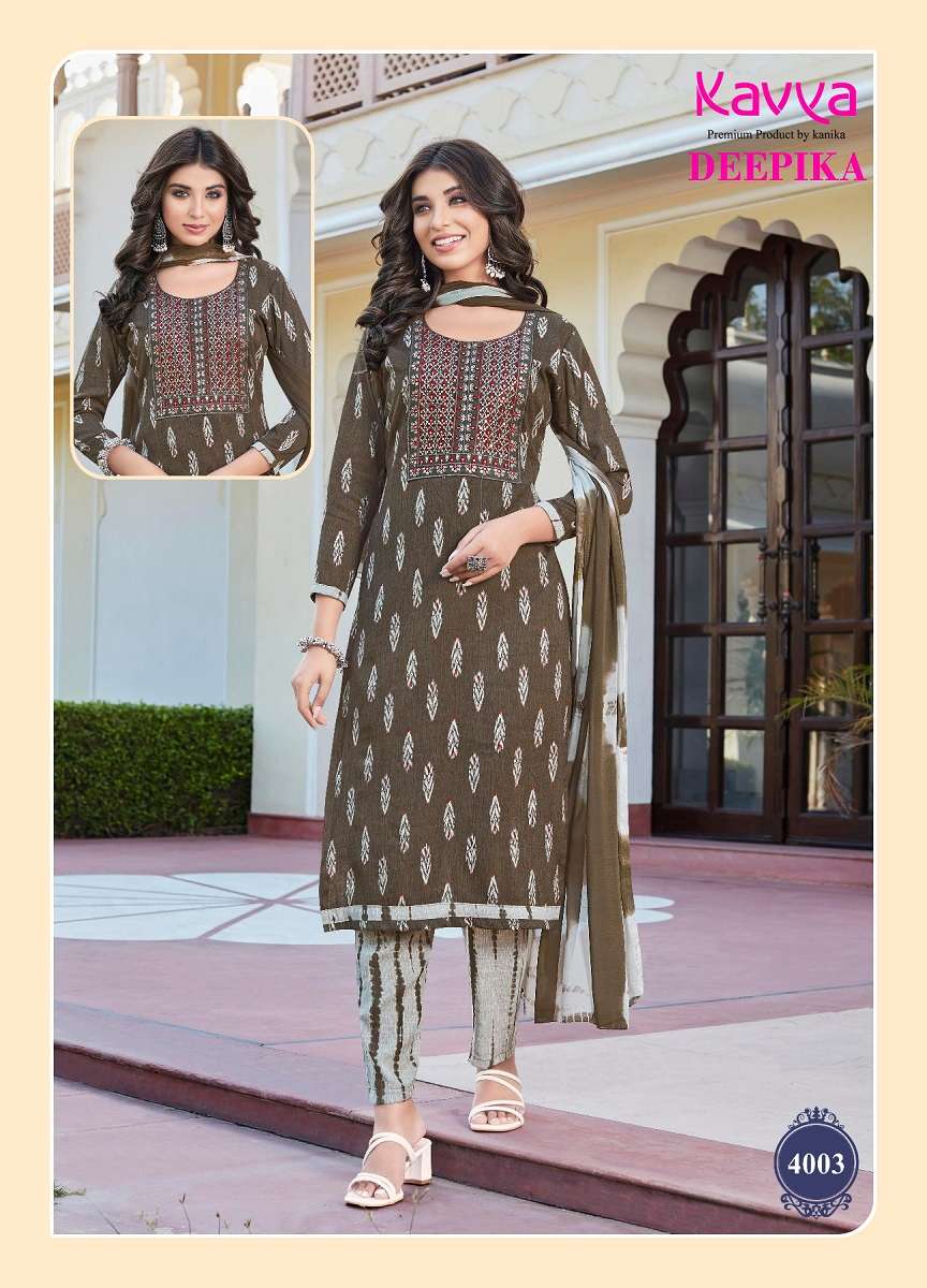 Kavya Deepika Vol-4 -Kurti Pant With Dupatta -Wholesale Catalog