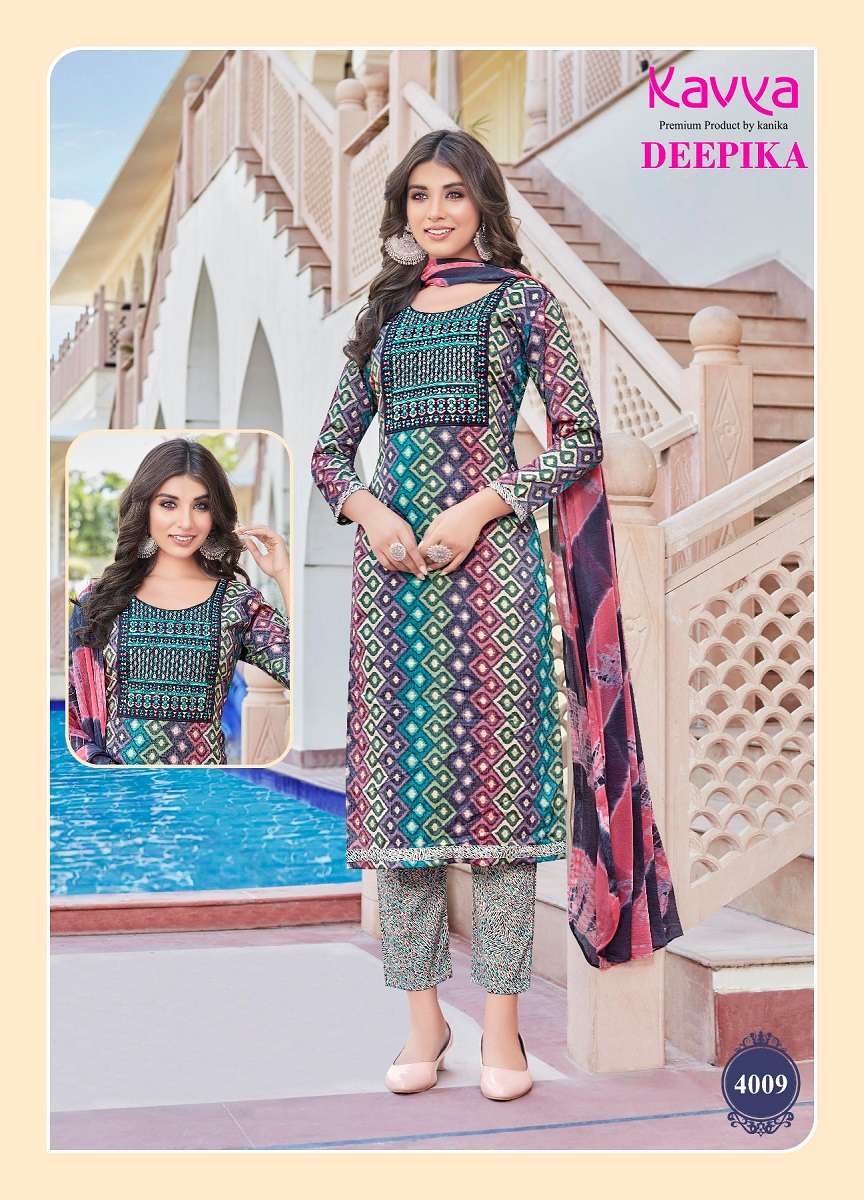 Kavya Deepika Vol-4 -Kurti Pant With Dupatta -Wholesale Catalog