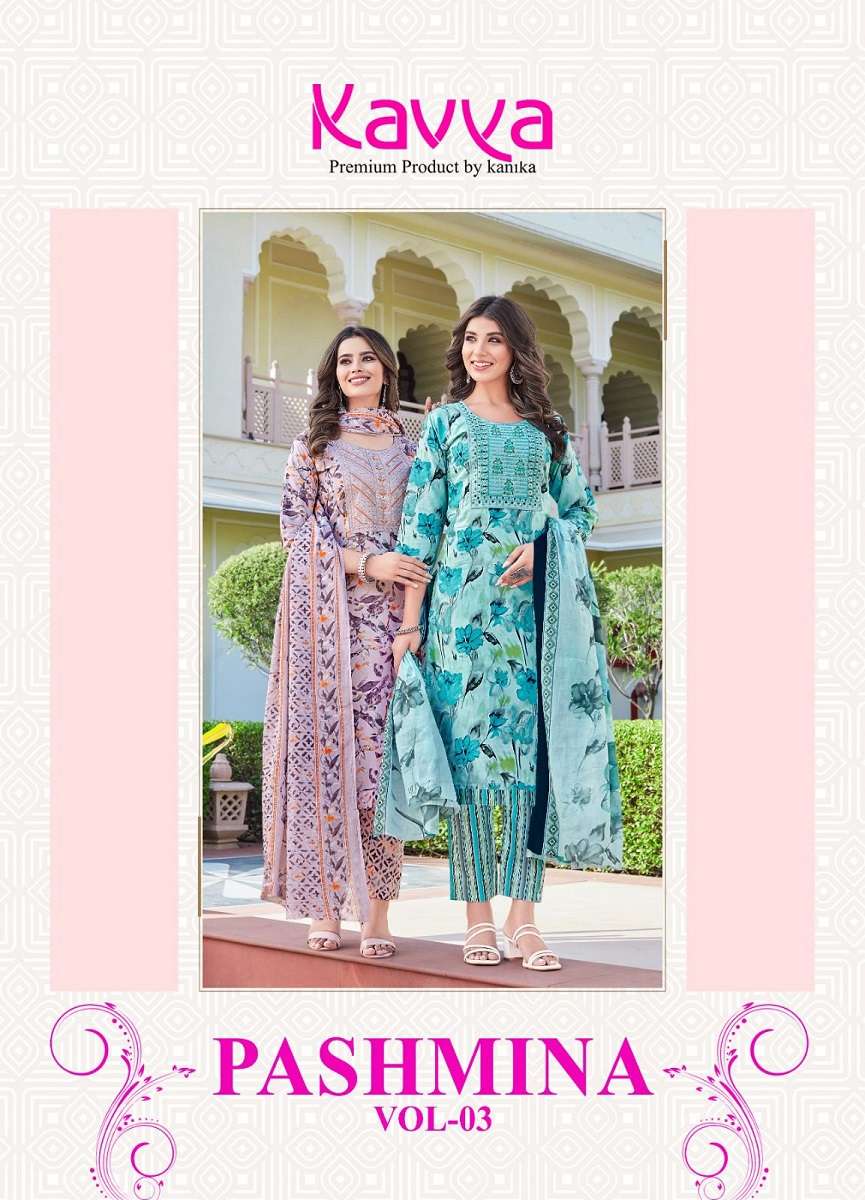 Kavya Pasmina Vol-3 Kurti Pant With Dupatta -Wholesale Catalog