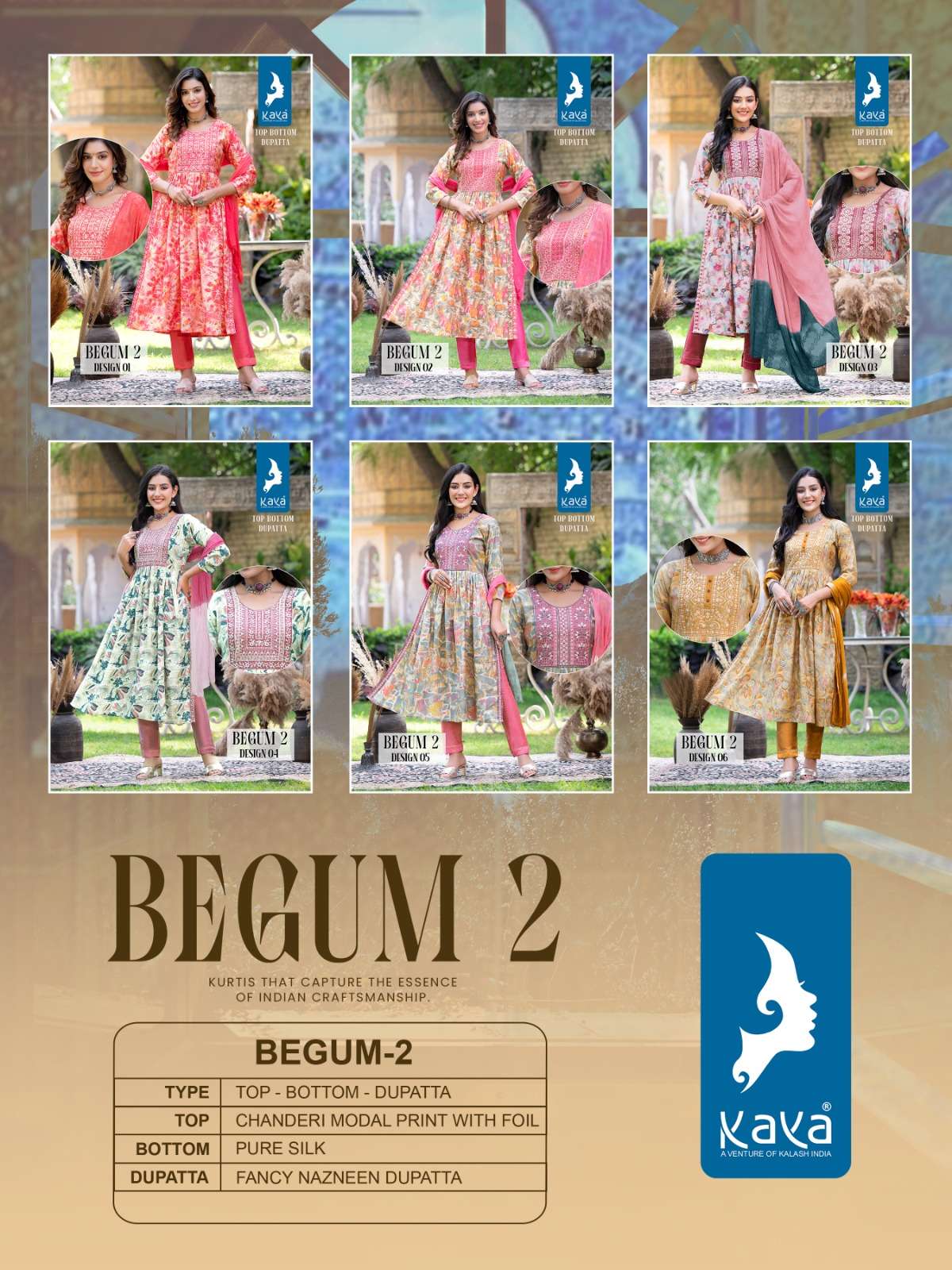 KAYA BEGUM 2 Naira Cut Kurti Wholesale catalog