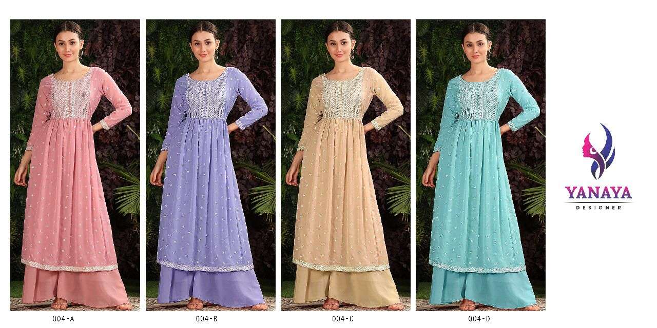 Kf Yanaya 004 A To D Georgette Embroidery Salwar Kameez  Wholesale catalog