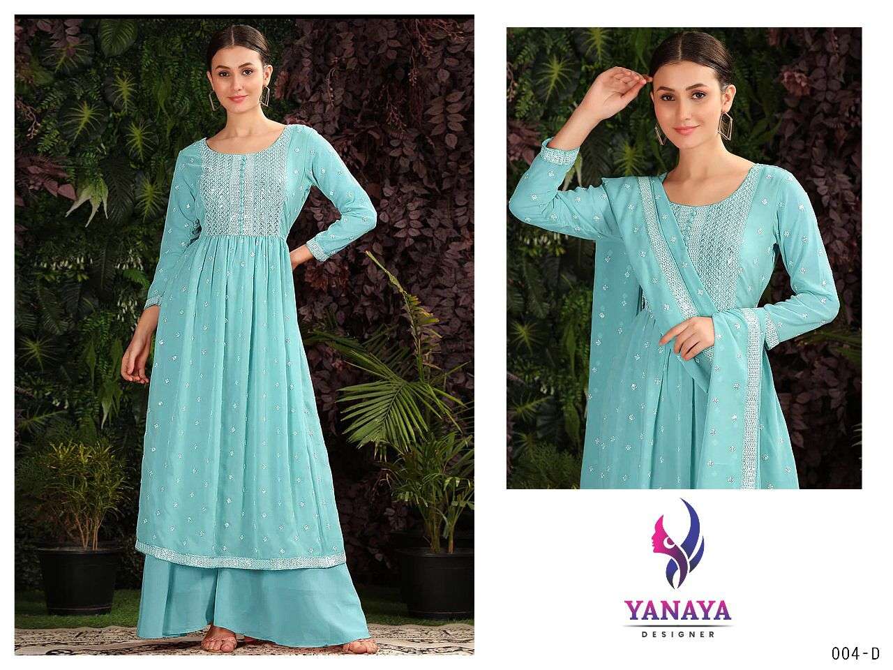 Kf Yanaya 004 A To D Georgette Embroidery Salwar Kameez  Wholesale catalog