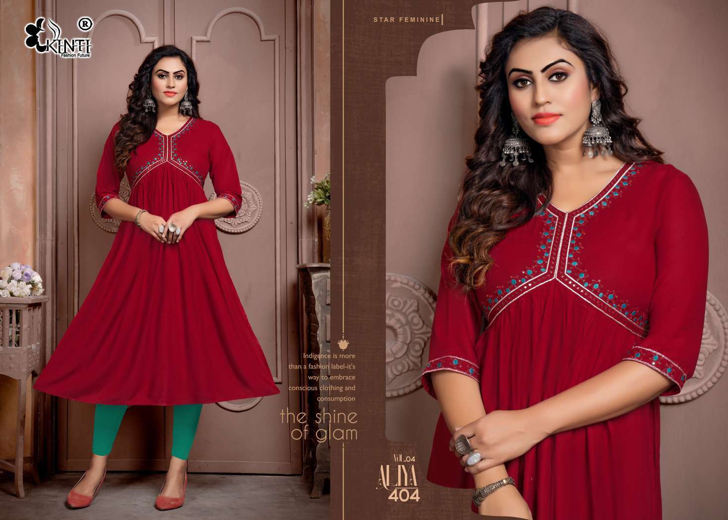 Kinti Aaliya 4 Embroidery Nayra Cut Kurti Wholesale catalog