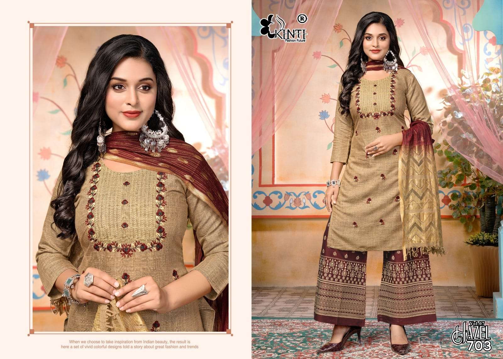 Kinti Hazel Vol 7 Rayon Kurti Plazo With Dupatta Wholesale catalog