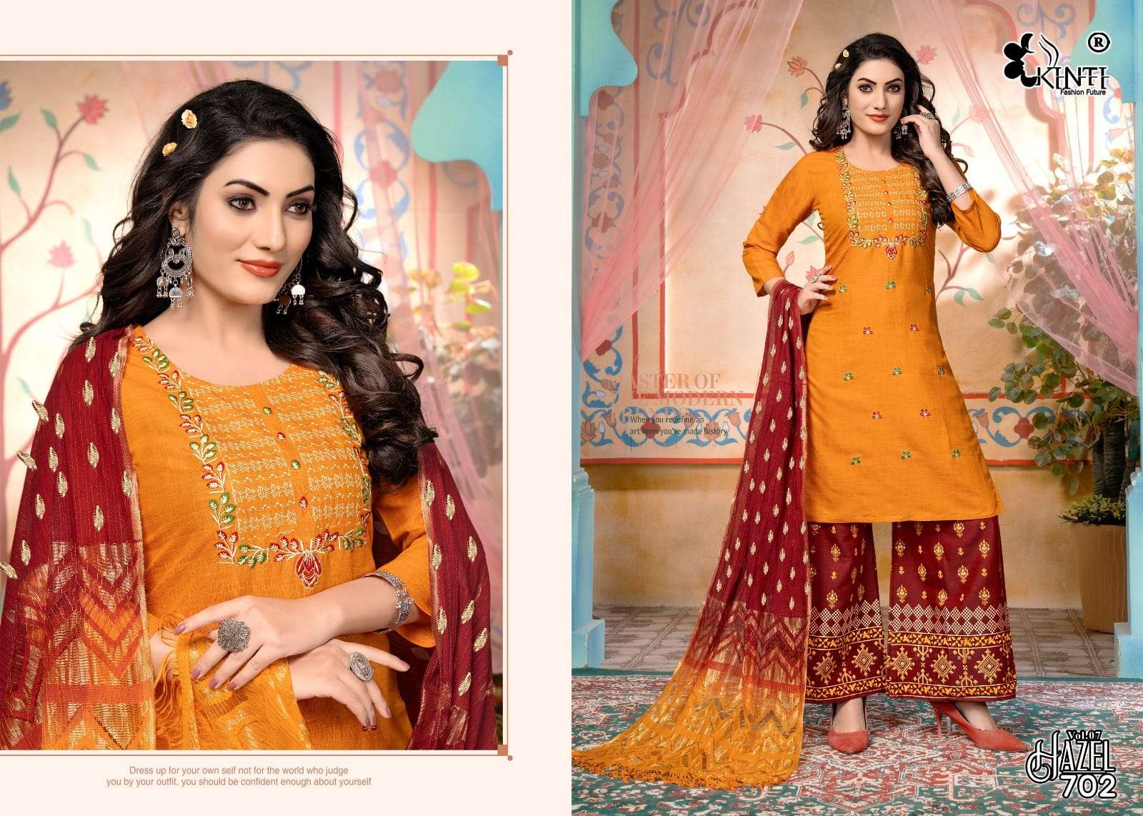 Kinti Hazel Vol 7 Rayon Kurti Plazo With Dupatta Wholesale catalog
