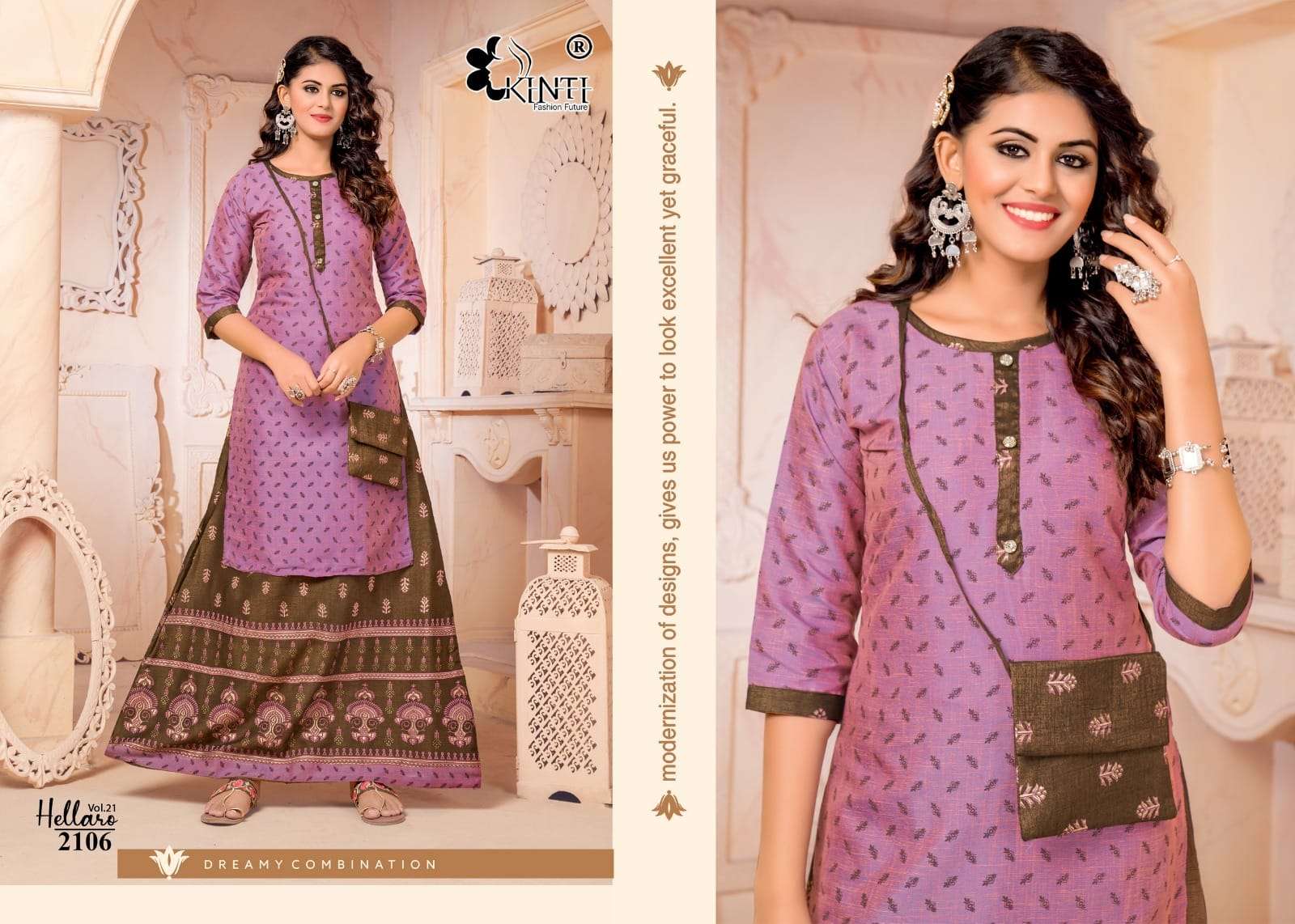 Kinti Hellaro Vol 21 Rayon Kurti With Skirt Wholesale catalog