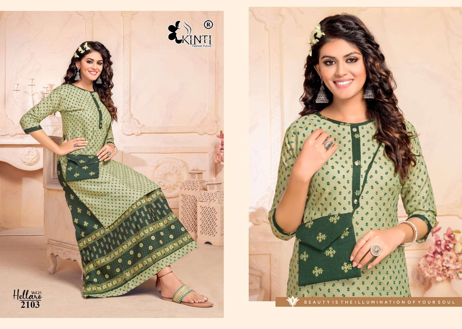 Kinti Hellaro Vol 21 Rayon Kurti With Skirt Wholesale catalog