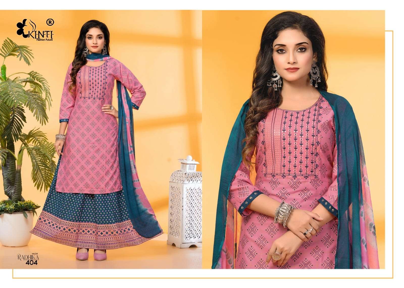 Kinti Radhika Vol 4 Heavy Rayon Kurti Skirt With Dupatta Wholesale catalog