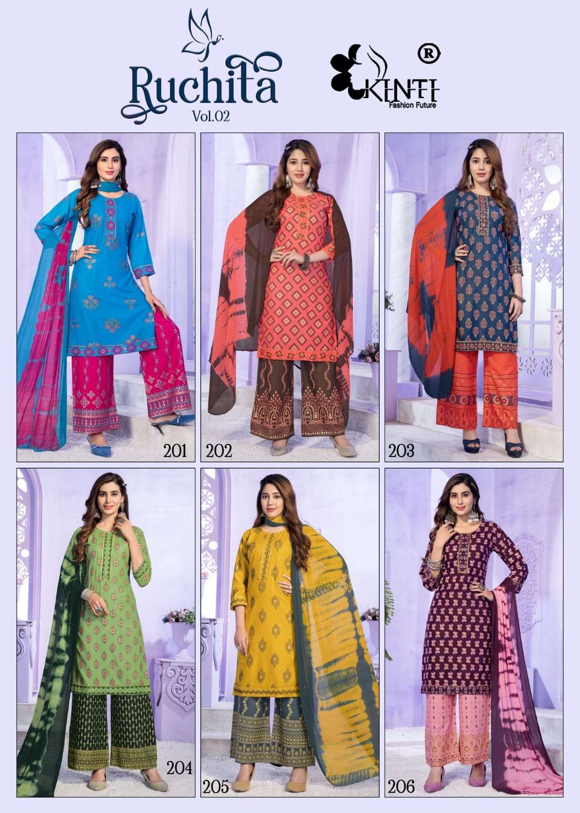 Kinti Ruchita Vol 2 Fancy Kurti Plazo With Dupatta Wholesale catalog