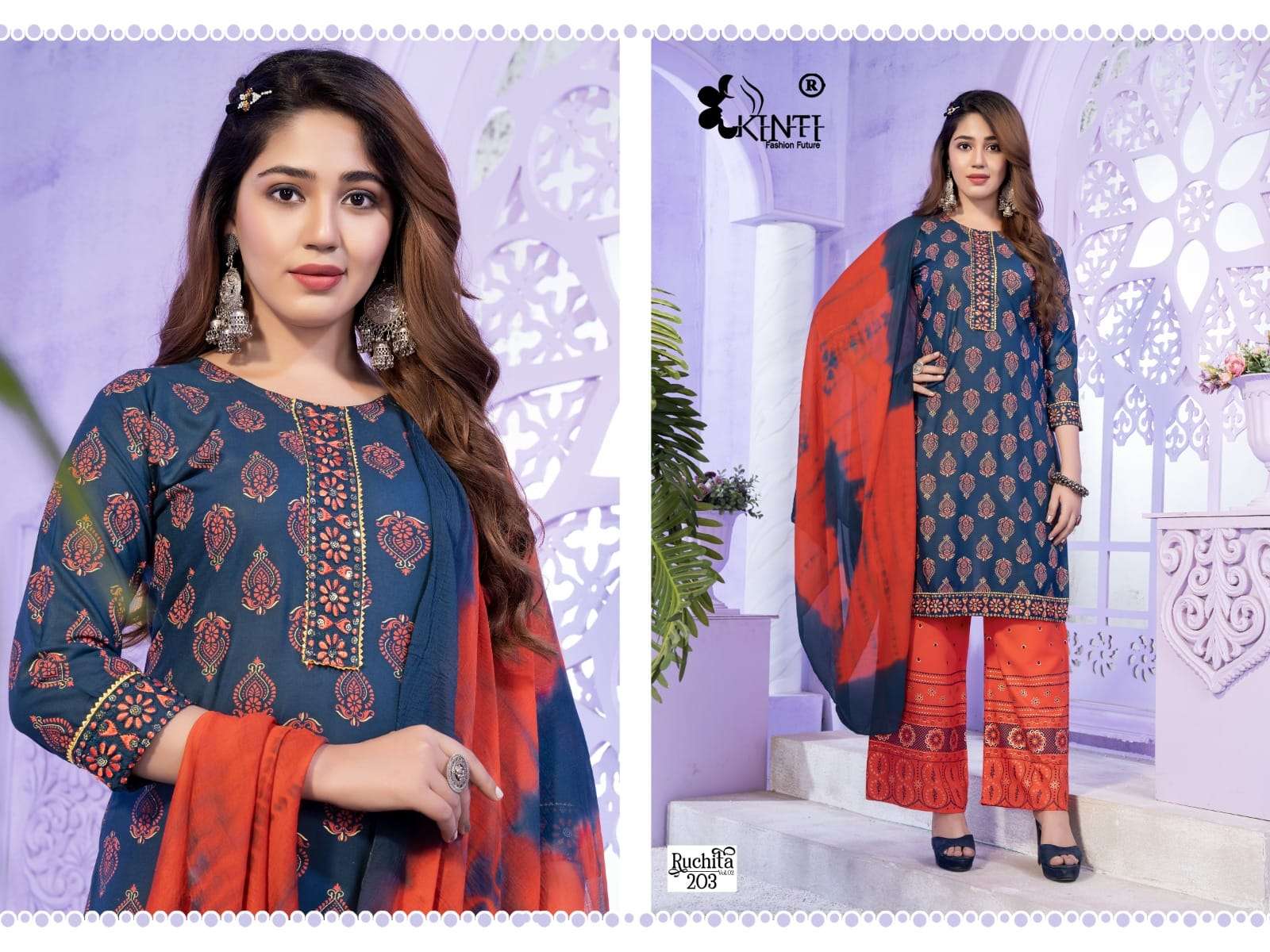Kinti Ruchita Vol 2 Fancy Kurti Plazo With Dupatta Wholesale catalog