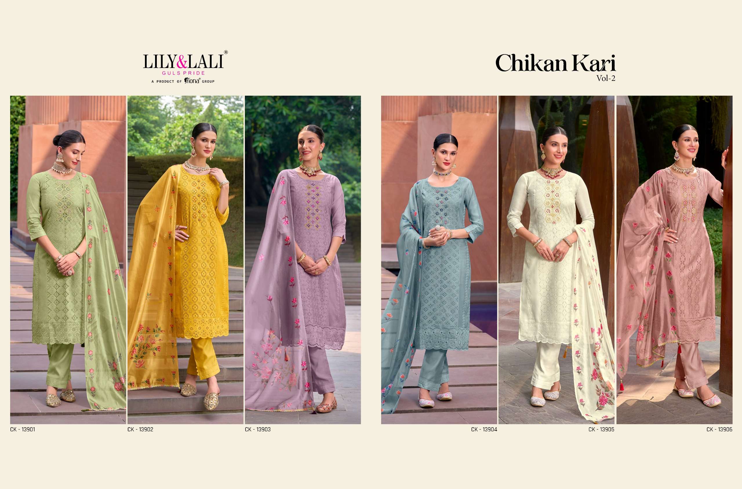 LILY & LALI CHIKENKARI Vol-2 Kurti Wholesale catalog