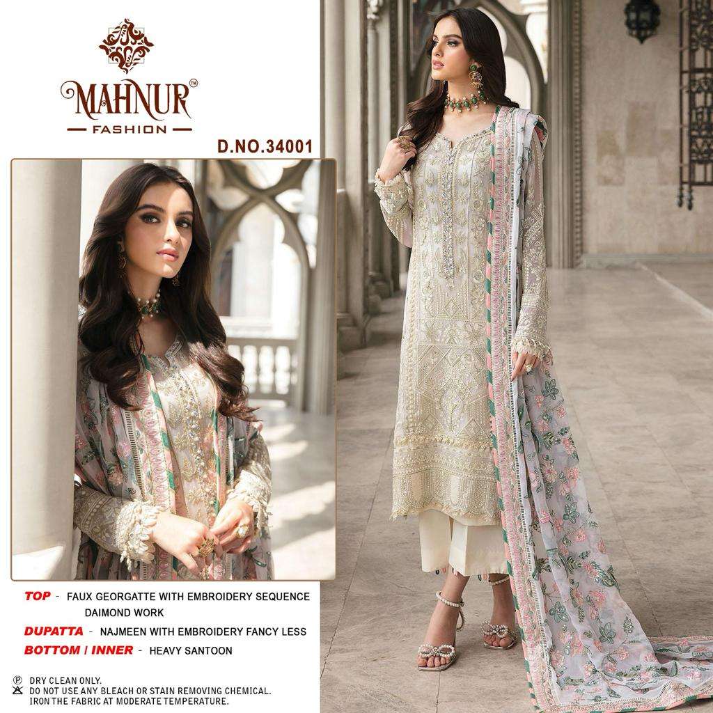 Mahnur Vol 34 Georgette Pakistani Salwar Kameez Wholesale catalog