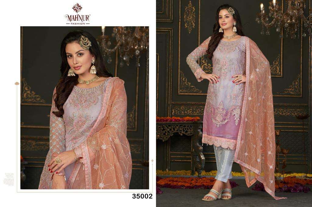Mahnur Vol 35 Organza Pakistani Salwar Kameez Wholesale catalog