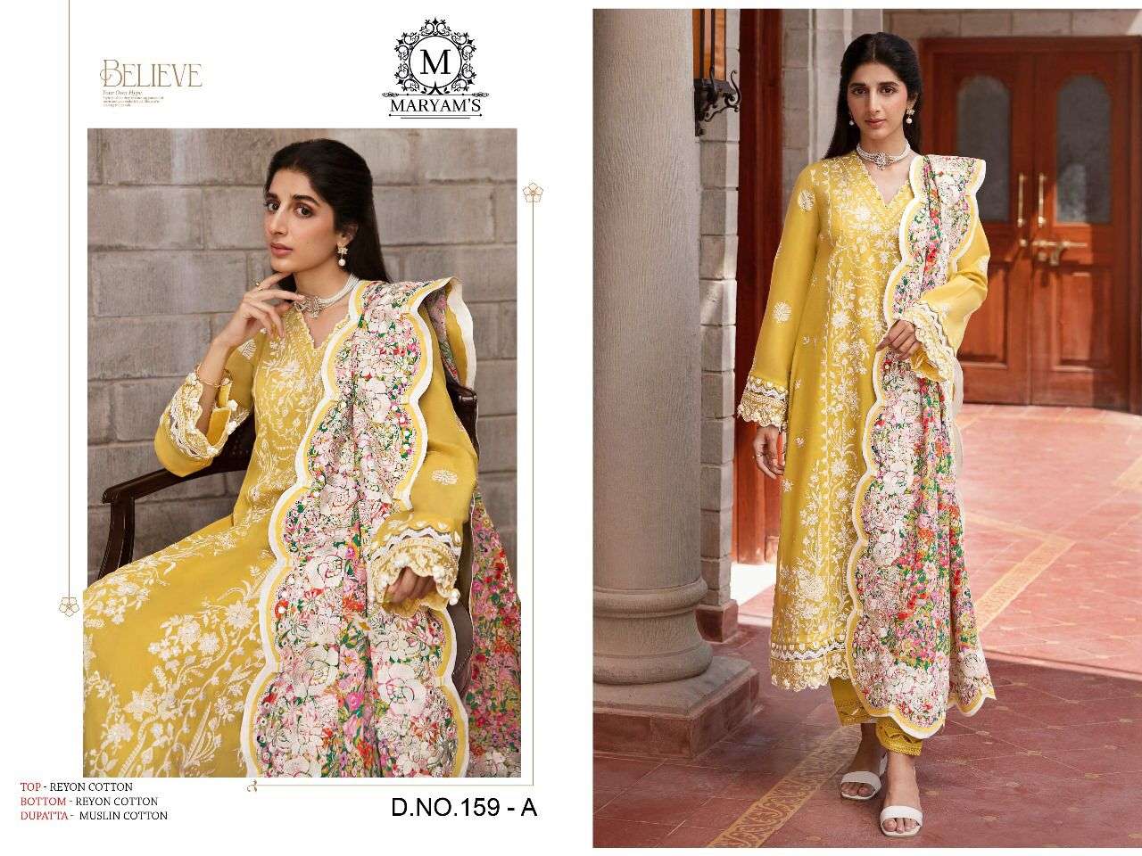 Maryams 159 Rayon Embroidery Salwar Kameez Wholesale catalog