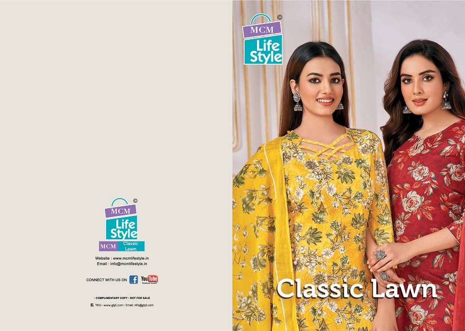 MCM Classic Lawn Vol-1 -Kurti Pant With Dupatta -Wholesale Catalog