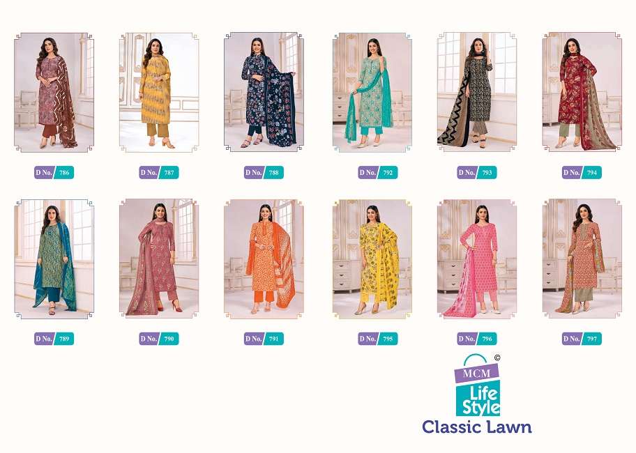 MCM Classic Lawn Vol-1 -Kurti Pant With Dupatta -Wholesale Catalog