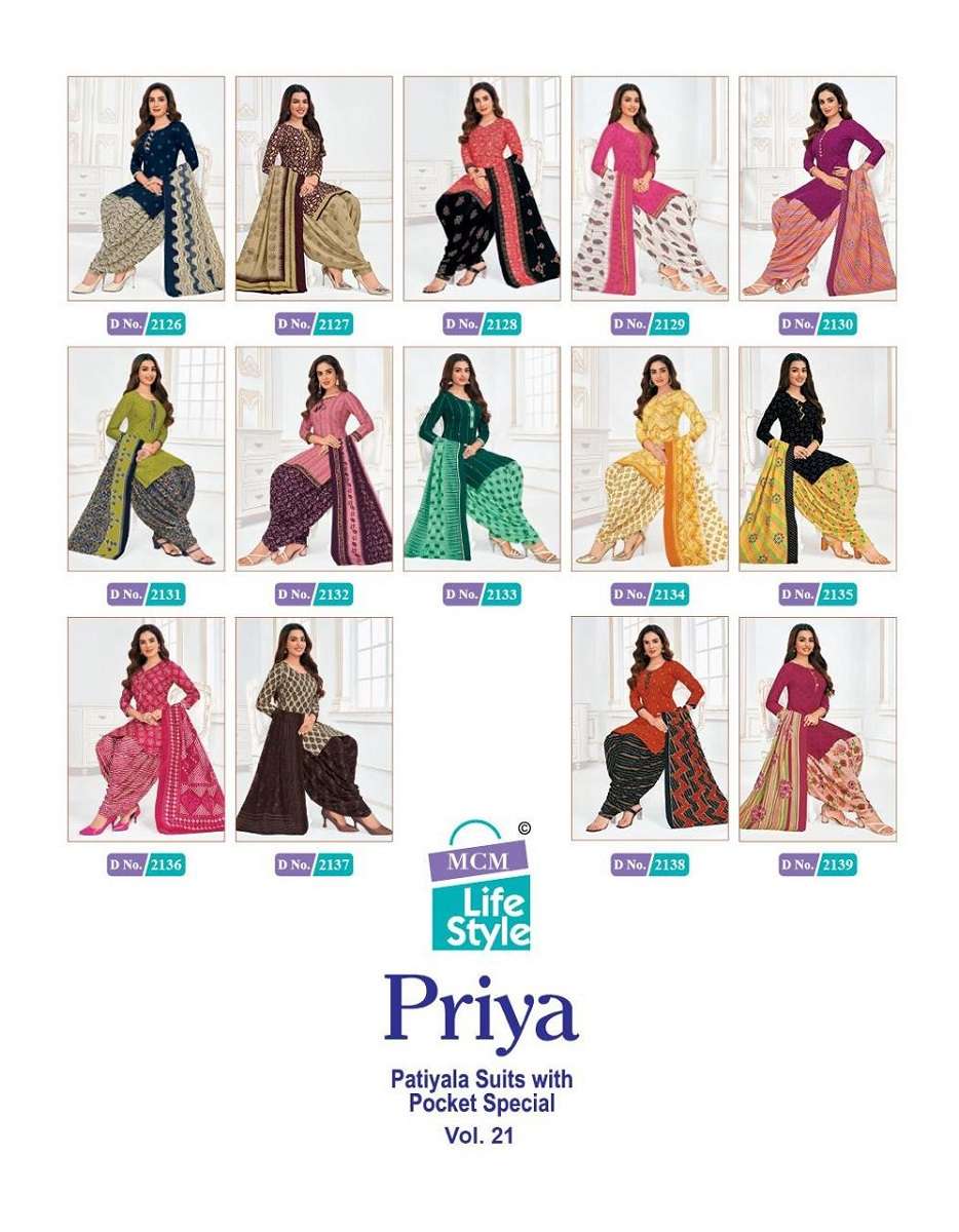 MCM Lifestyle Priya Vol-21 -Dress Material -Wholesale Catalog