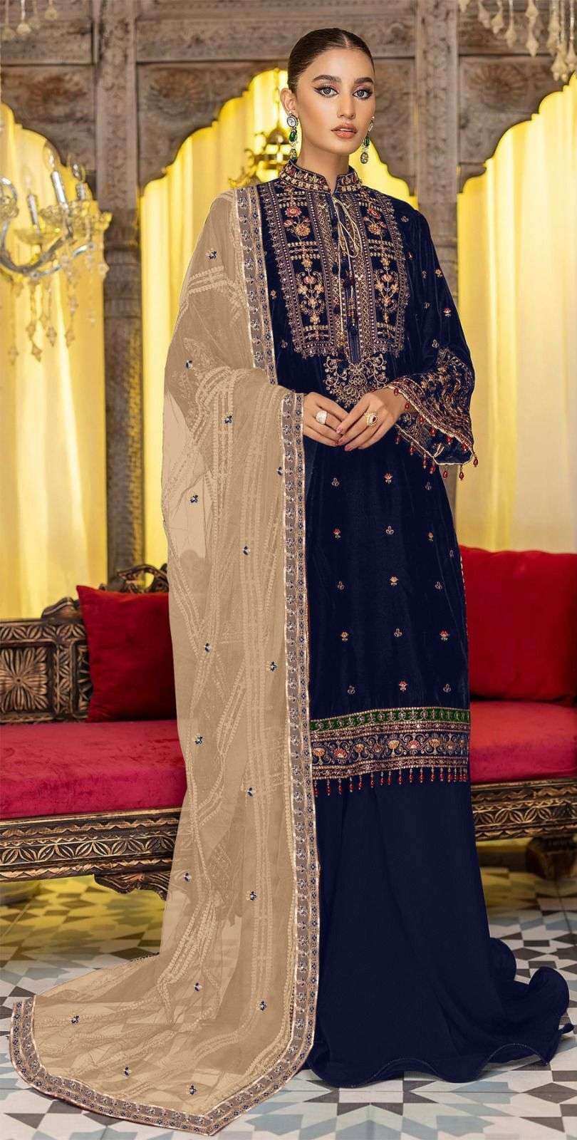 Motifz D -2001 velvet with embroidery Salwar Kameez Wholesale catalog