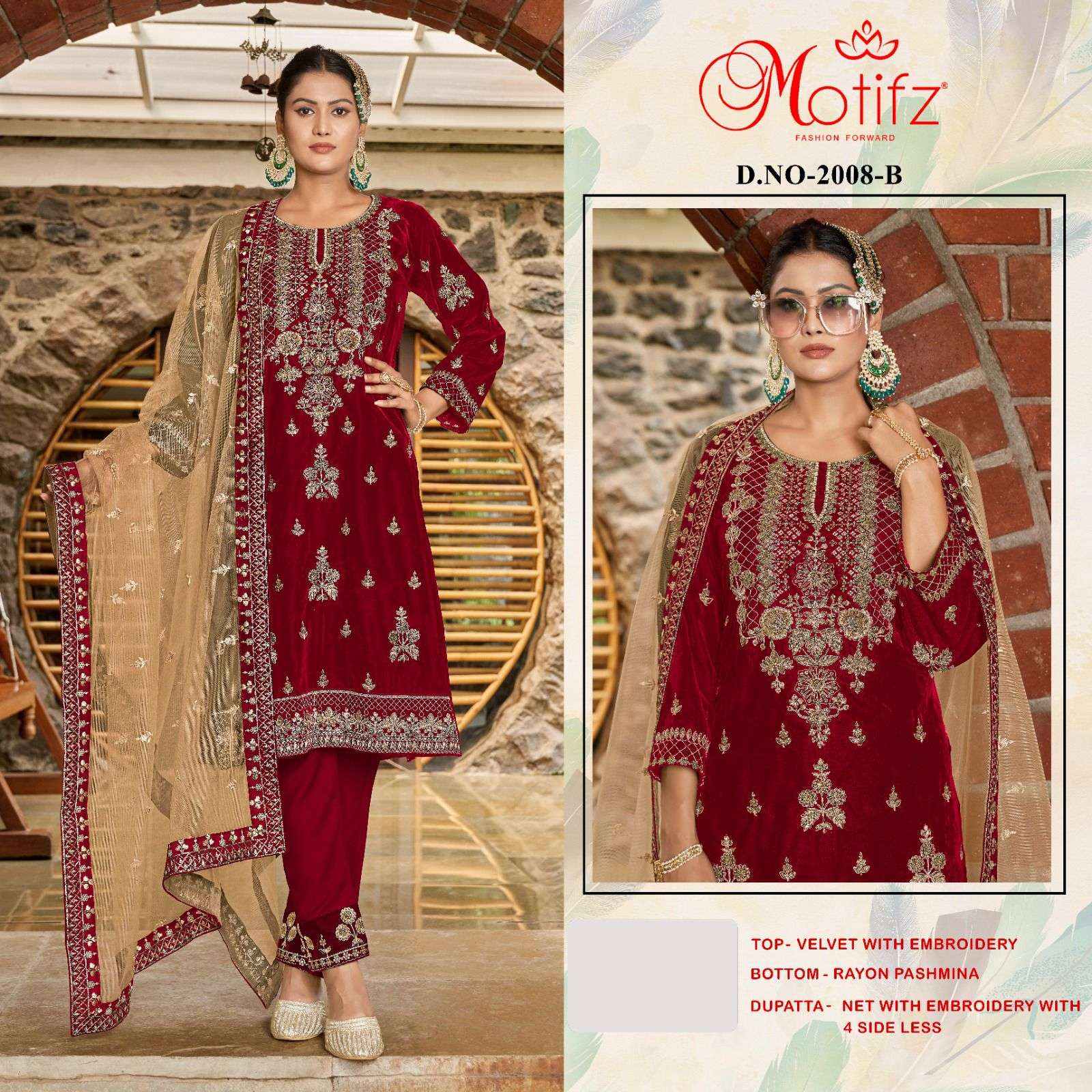 Motifz D -2008 Georgette with embroidery Salwar Kameez Wholesale catalog