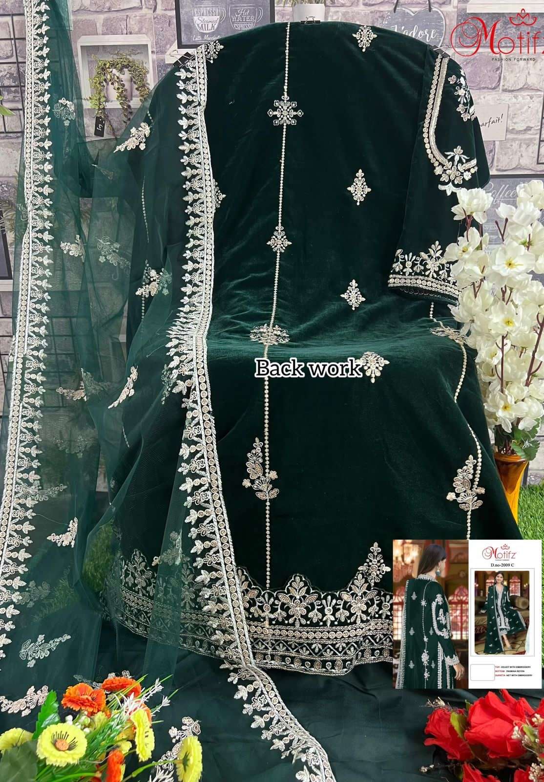 Motifz D -2009 velvet with embroidery Salwar Kameez Wholesale catalog