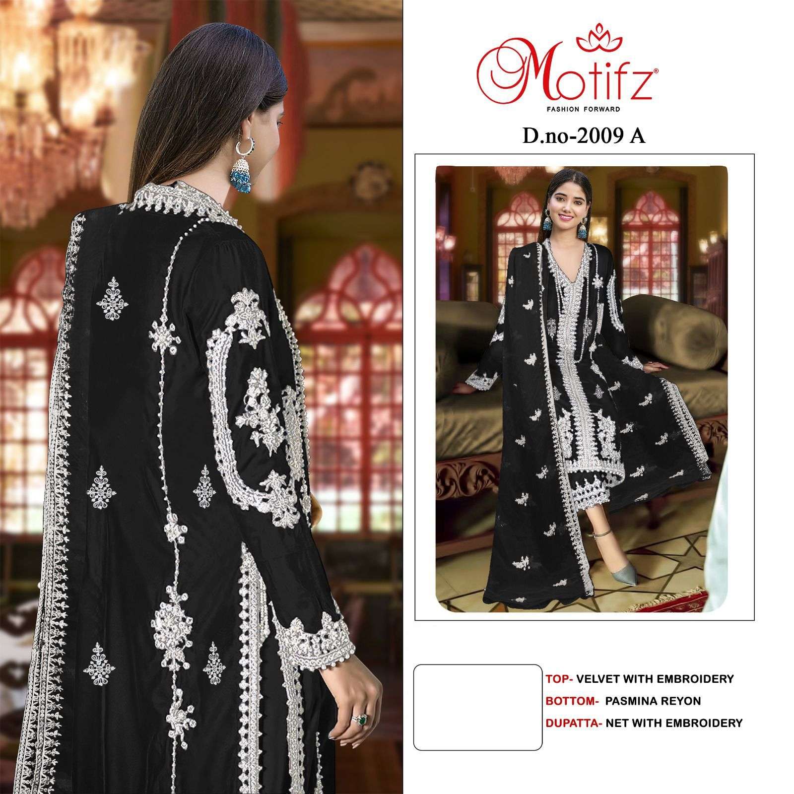 Motifz D -2009 velvet with embroidery Salwar Kameez Wholesale catalog