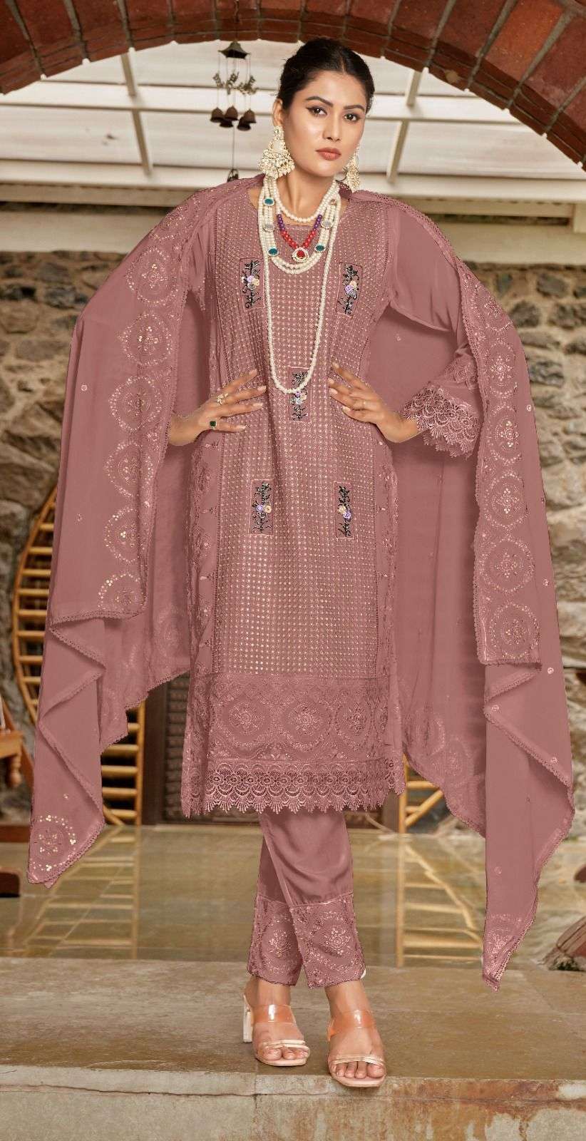 Motifz D -401 Georgette with embroidery khatli work Salwar Kameez Wholesale catalog