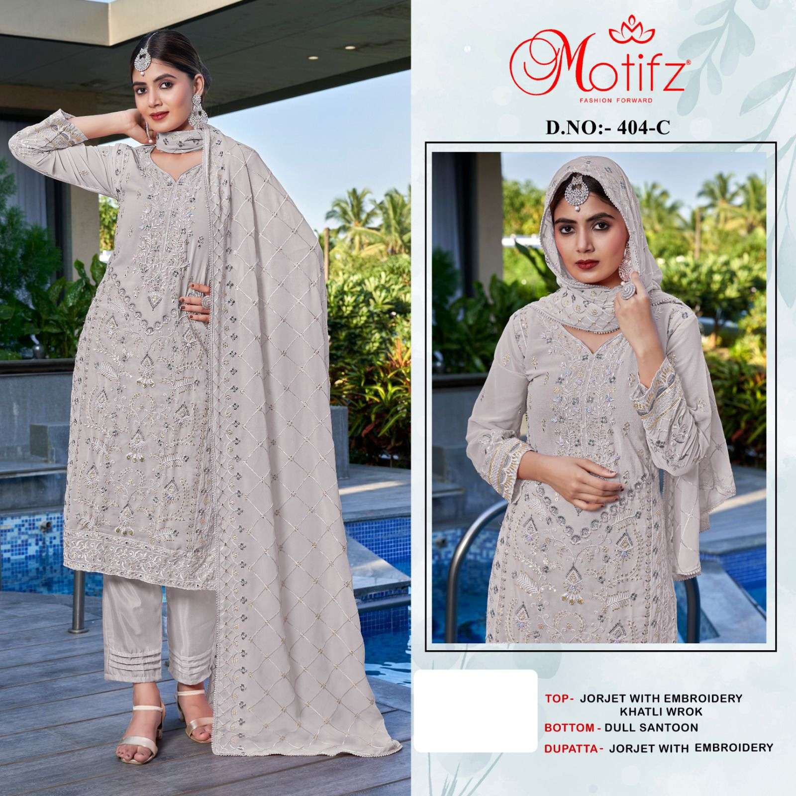 Motifz D -404 Georgette with embroidery Salwar Kameez Wholesale catalog