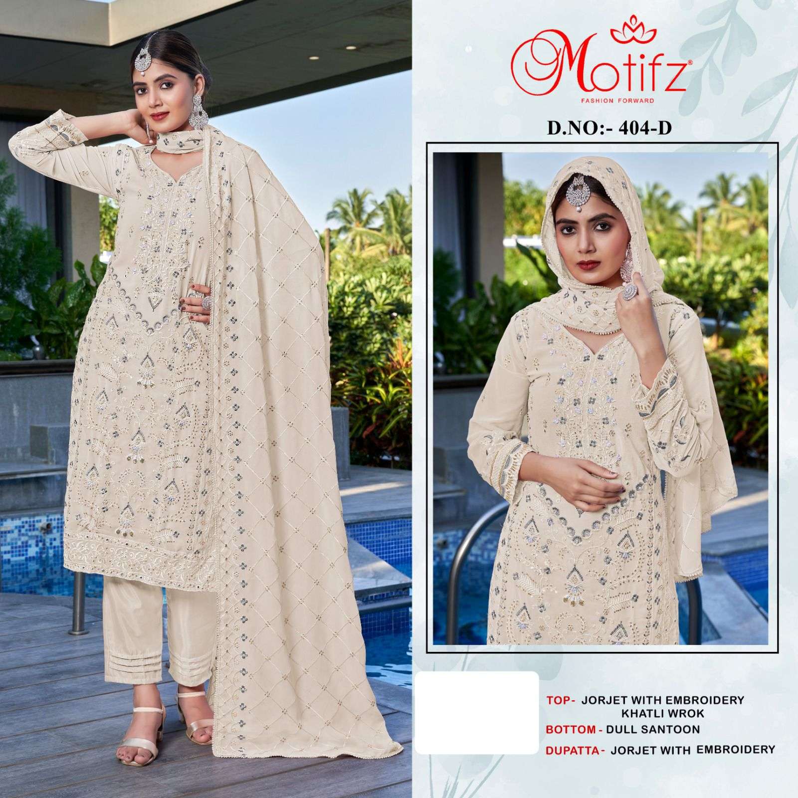 Motifz D -404 Georgette with embroidery Salwar Kameez Wholesale catalog