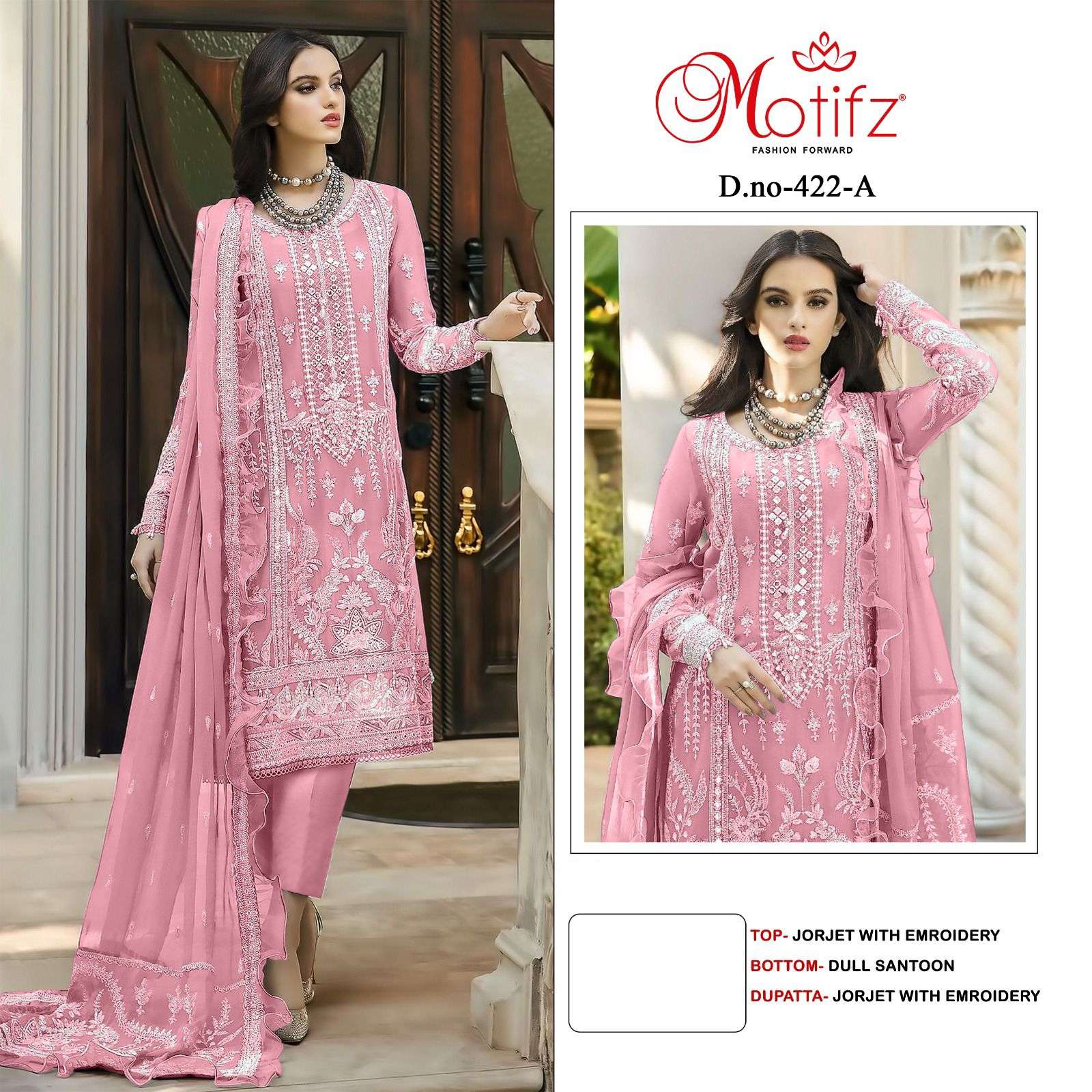 Motifz D -422 Georgette with embroidery  Salwar Kameez Wholesale catalog