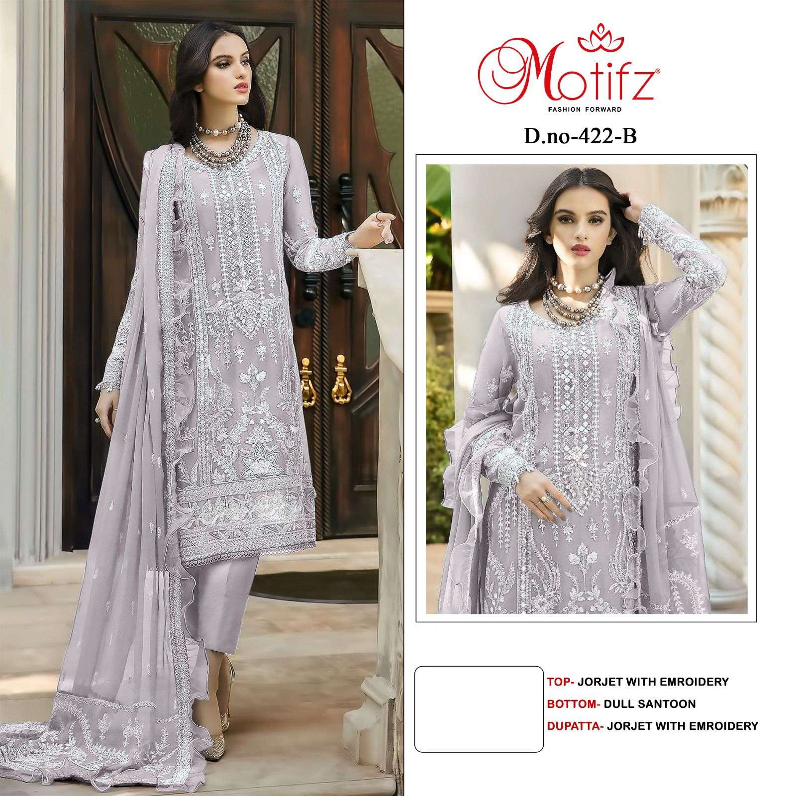Motifz D -422 Georgette with embroidery  Salwar Kameez Wholesale catalog