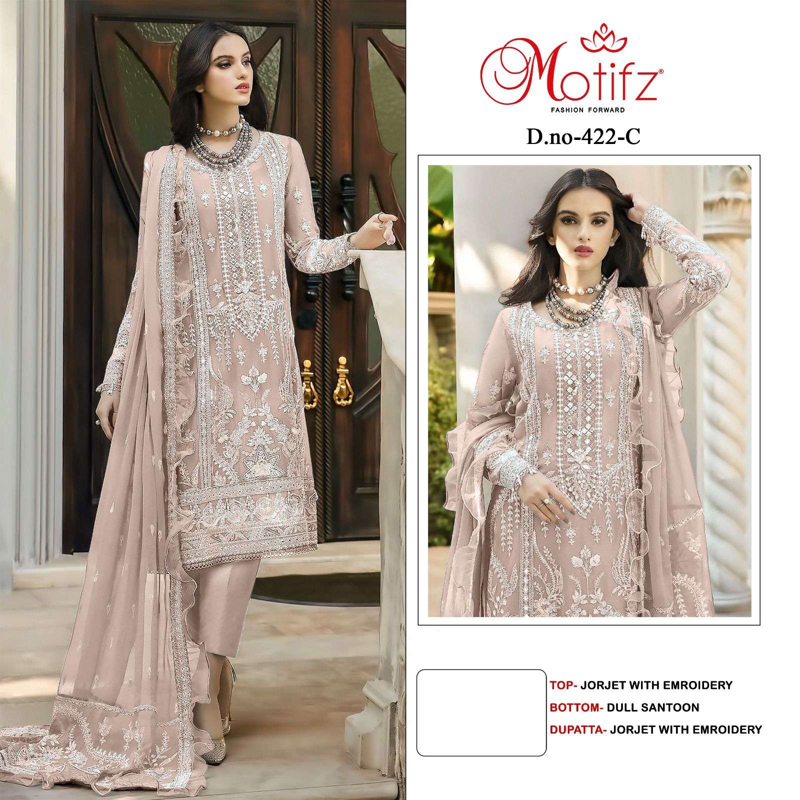 Motifz D -422 Georgette with embroidery  Salwar Kameez Wholesale catalog
