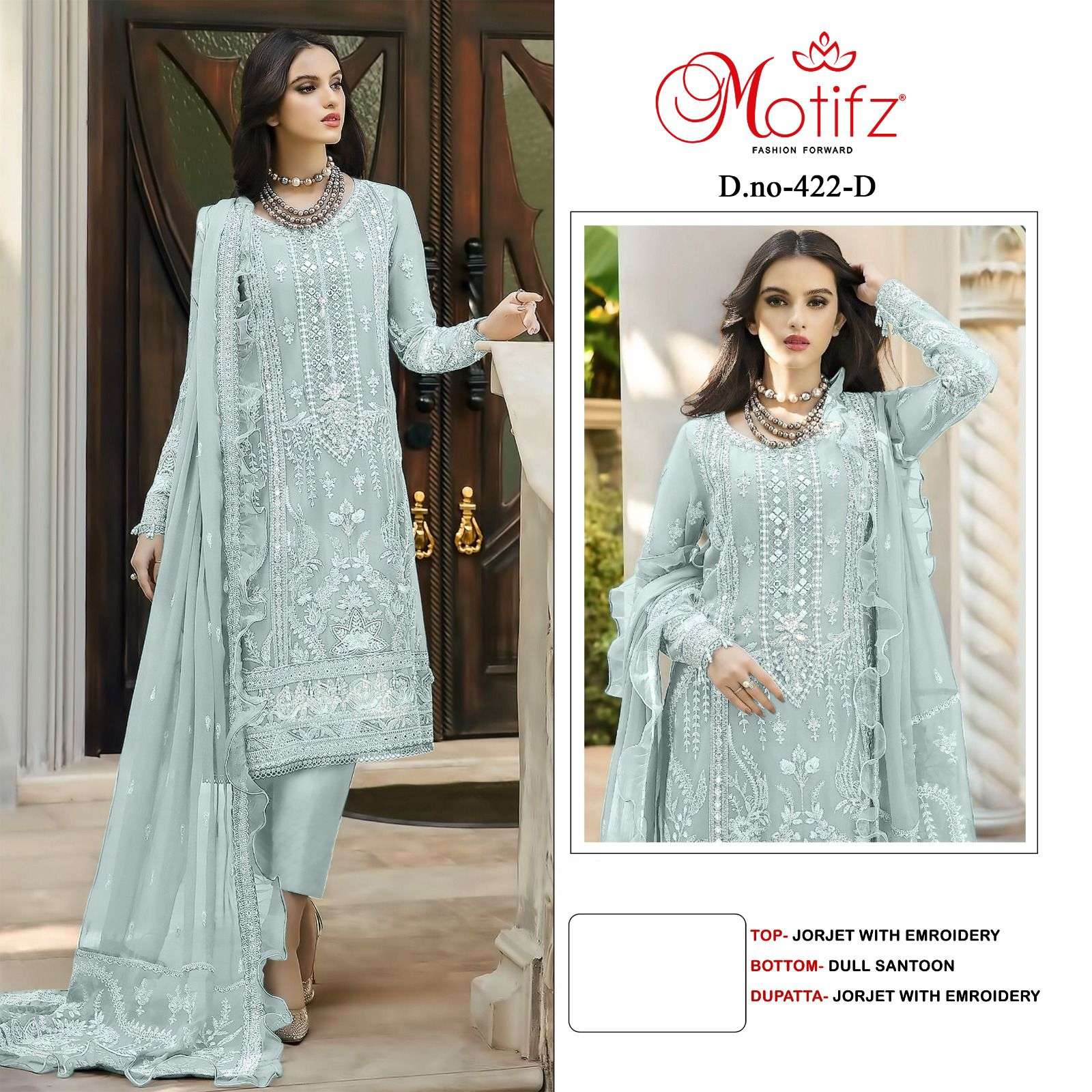 Motifz D -422 Georgette with embroidery  Salwar Kameez Wholesale catalog