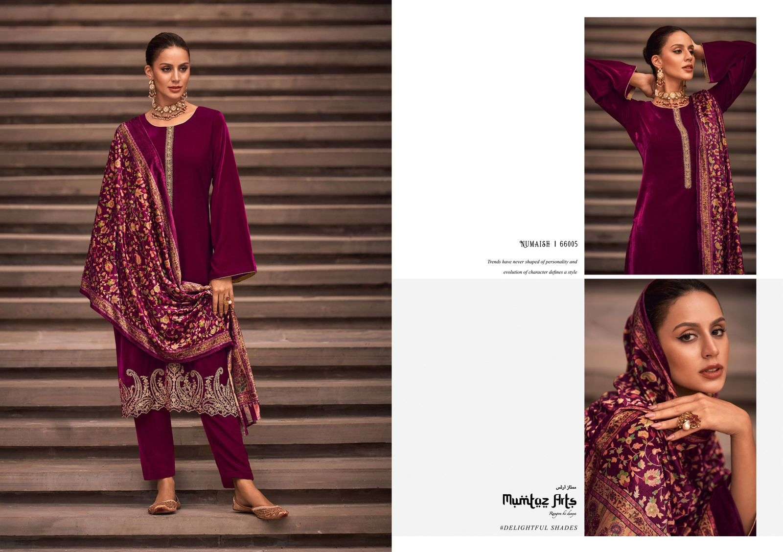 Mumtaz Numaish Velvet Embroidery Salwar Kameez Wholesale catalog